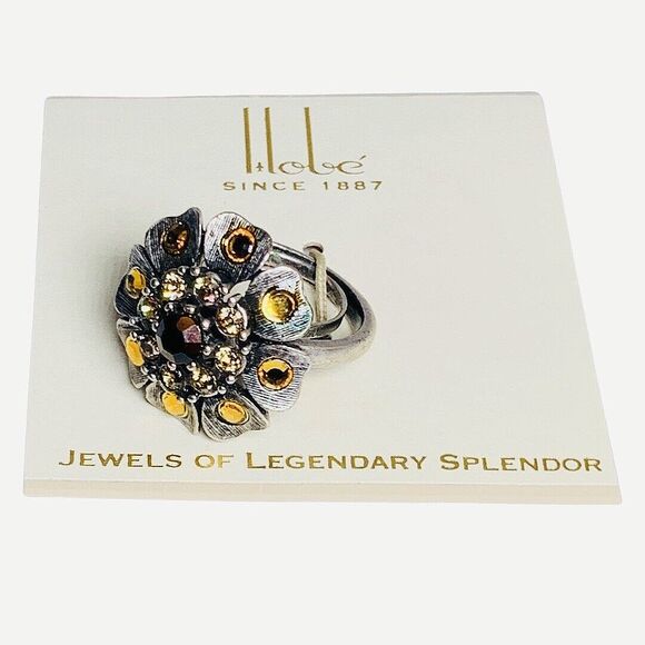 Hobe Crystal Flower Ring Sz 7 Jewels Of Legendary Splendor Cottagecore - Picture 4 of 15
